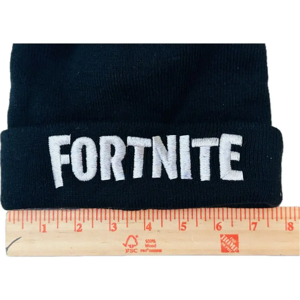 Fortnite Youth Beanie and Gloves Set Black Silver One Size NWT